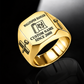 Gold-finish Wallpaper Hanger Signature Crest signet ring with partly unfurled leaf-pattern wallpaper, wallpaper brush and seam-roller shoulder engraving, and illustrated CUSTOM NAME and SINCE 2000 text