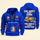 Wallpaper Hanger Skills Stay With You Quarter-Zip Hoodie in Blue, full authentic front and back views with matching wallpaper hanger tools and equipment artwork, original sample name/year and Skills Stay With You slogan.