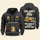Wallpaper Hanger Skills Stay With You Quarter-Zip Hoodie in Gray, full authentic front and back views with matching wallpaper hanger tools and equipment artwork, original sample name/year and Skills Stay With You slogan.