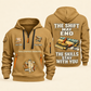 Wallpaper Hanger Skills Stay With You Quarter-Zip Hoodie in Khaki, full authentic front and back views with matching wallpaper hanger tools and equipment artwork, original sample name/year and Skills Stay With You slogan.