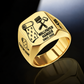Gold-finish Wallpaper Hanger Split Emblem signet ring with patterned wallpaper-roll, seam-roller and pasting-brush engraving, and illustrated CUSTOM NAME and SINCE 2000 text