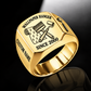 Gold-finish Wallpaper Hanger Trade Emblem signet ring with wallpaper roll, smoothing brush, seam roller and illustrated CUSTOM NAME and SINCE 2000 text