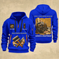 Wallpaper Hanger Trade For Life Quarter-Zip Hoodie in Blue, full authentic front and back views with matching wallpaper hanger tools and equipment artwork, original sample name/year, niche-specific ONCE A headline and original ALWAYS A CRAFTSMAN footer.