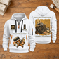 Wallpaper Hanger Trade For Life Quarter-Zip Hoodie in White, full authentic front and back views with matching wallpaper hanger tools and equipment artwork, original sample name/year, niche-specific ONCE A headline and original ALWAYS A CRAFTSMAN footer. On a wallpaper hanger workbench.
