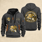 Wallpaper Hanger Hanging With Pride Quarter-Zip Hoodie in Gray, full authentic front and back views with matching wallpaper hanger tools and equipment artwork, original sample name/year and trade-pride badge lettering.