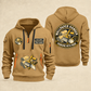 Wallpaper Hanger Hanging With Pride Quarter-Zip Hoodie in Khaki, full authentic front and back views with matching wallpaper hanger tools and equipment artwork, original sample name/year and trade-pride badge lettering.