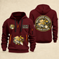 Wallpaper Hanger Hanging With Pride Quarter-Zip Hoodie in Wine Red, full authentic front and back views with matching wallpaper hanger tools and equipment artwork, original sample name/year and trade-pride badge lettering.