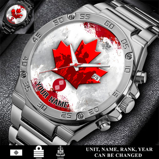 Personalized Canada Soldier/ Veteran With Name And Rank Gentleman Stainless Steel Watch - 1756252803