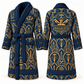 Personalized Sprinkler Fitter Bathrobe - Art Deco Craft blue front and back view