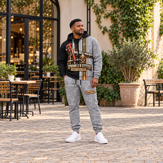 sprinkler fitter full-zip hoodie and matching joggers - adult male lifestyle