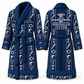 Personalized Sprinkler Fitter Bathrobe - Workbench Stripes blue front and back view