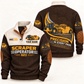 623 Scraper Operator Sports Sweatshirt in Brown, front and back views, sample YOUR NAME and SINCE 2000 personalization