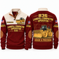 836 Landfill Compactor Operator Sports Sweatshirt in Jujube Red, front and back views, sample YOUR NAME and SINCE 2000 personalization
