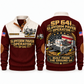 SP 64i Concrete/Slipform Paver Operator Sports Sweatshirt in Jujube Red, front and back views, sample YOUR NAME and SINCE 2000 personalization
