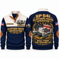 SP 64i Concrete/Slipform Paver Operator Sports Sweatshirt in Navy, front and back views, sample YOUR NAME and SINCE 2000 personalization