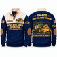 RM400 Road Reclaimer/Soil Stabilizer Operator Sports Sweatshirt in Navy, front and back views, sample YOUR NAME and SINCE 2000 personalization