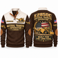 E2850C Material Transfer Vehicle Operator Sports Sweatshirt in Brown, front and back views, sample YOUR NAME and SINCE 2000 personalization