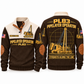 PL83 Pipelayer/Sideboom Operator Sports Sweatshirt in Brown, front and back views, sample YOUR NAME and SINCE 2000 personalization
