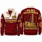 PL83 Pipelayer/Sideboom Operator Sports Sweatshirt in Jujube Red, front and back views, sample YOUR NAME and SINCE 2000 personalization