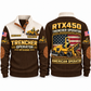 RTX450 Trencher Operator Sports Sweatshirt in Brown, front and back views, sample YOUR NAME and SINCE 2000 personalization