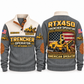 RTX450 Trencher Operator Sports Sweatshirt in Grey, front and back views, sample YOUR NAME and SINCE 2000 personalization