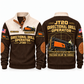 JT20 HDD/Directional Drill Operator Sports Sweatshirt in Brown, front and back views, sample YOUR NAME and SINCE 2000 personalization