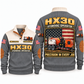 HX30 Hydrovac/Vacuum Excavator Operator Sports Sweatshirt in Grey, front and back views, sample YOUR NAME and SINCE 2000 personalization