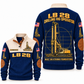 LB 28 Foundation Drilling Rig Operator Sports Sweatshirt in Navy, front and back views, sample YOUR NAME and SINCE 2000 personalization