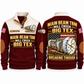 Main Beam TBM — Mill Creek Big Tex configuration Tunnel Boring Machine Operator Sports Sweatshirt in Jujube Red, front and back views, sample YOUR NAME and SINCE 2000 personalization