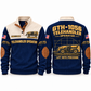 GTH-1056 Telehandler Operator Sports Sweatshirt in Navy, front and back views, sample YOUR NAME and SINCE 2000 personalization