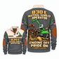 830 E Material Handler Operator Sports Sweatshirt in Grey, front and back views, sample YOUR NAME and SINCE 2000 personalization
