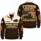 T1255III Chain Drive Terrain Leveler Surface Miner Operator Sports Sweatshirt in Brown, front and back views, sample YOUR NAME and SINCE 2000 personalization