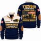 T1255III Chain Drive Terrain Leveler Surface Miner Operator Sports Sweatshirt in Navy, front and back views, sample YOUR NAME and SINCE 2000 personalization