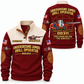 DD311 Underground Jumbo Drill Operator Sports Sweatshirt in Jujube Red, front and back views, sample YOUR NAME and SINCE 2000 personalization