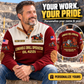 Personalized DL422i Longhole Drill Operator Sports Sweatshirt in Jujube Red, dedicated lifestyle featured image showing front and back artwork, personalized YOUR NAME and SINCE 2000