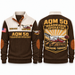 AQM 50 Roadheader Operator Sports Sweatshirt in Brown, front and back views, sample YOUR NAME and SINCE 2000 personalization
