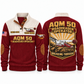 AQM 50 Roadheader Operator Sports Sweatshirt in Jujube Red, front and back views, sample YOUR NAME and SINCE 2000 personalization
