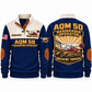 AQM 50 Roadheader Operator Sports Sweatshirt in Navy, front and back views, sample YOUR NAME and SINCE 2000 personalization