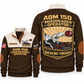 AQM 150 Roadheader Operator Sports Sweatshirt in Brown, front and back views, sample YOUR NAME and SINCE 2000 personalization