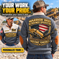 Personalized Warrior 1800 Screener Operator Sports Sweatshirt in Grey, dedicated lifestyle featured image showing front and back artwork, personalized YOUR NAME and SINCE 2000