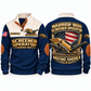 Warrior 1800 Screener Operator Sports Sweatshirt in Navy, front and back views, sample YOUR NAME and SINCE 2000 personalization
