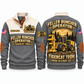 720H Feller Buncher Operator Sports Sweatshirt in Grey, front and back views, sample YOUR NAME and SINCE 2000 personalization