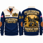 720H Feller Buncher Operator Sports Sweatshirt in Navy, front and back views, sample YOUR NAME and SINCE 2000 personalization