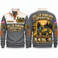 643L-II Feller Buncher Operator Sports Sweatshirt in Grey, front and back views, sample YOUR NAME and SINCE 2000 personalization