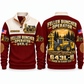 643L-II Feller Buncher Operator Sports Sweatshirt in Jujube Red, front and back views, sample YOUR NAME and SINCE 2000 personalization