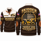 635H Skidder Operator Sports Sweatshirt in Brown, front and back views, sample YOUR NAME and SINCE 2000 personalization