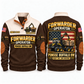 Buffalo 8W Forwarder Operator Sports Sweatshirt in Brown, front and back views, sample YOUR NAME and SINCE 2000 personalization