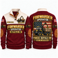 Buffalo 8W Forwarder Operator Sports Sweatshirt in Jujube Red, front and back views, sample YOUR NAME and SINCE 2000 personalization