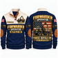 Buffalo 8W Forwarder Operator Sports Sweatshirt in Navy, front and back views, sample YOUR NAME and SINCE 2000 personalization