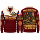 890 live-heel configuration Shovel Logger Operator Sports Sweatshirt in Jujube Red, front and back views, sample YOUR NAME and SINCE 2000 personalization